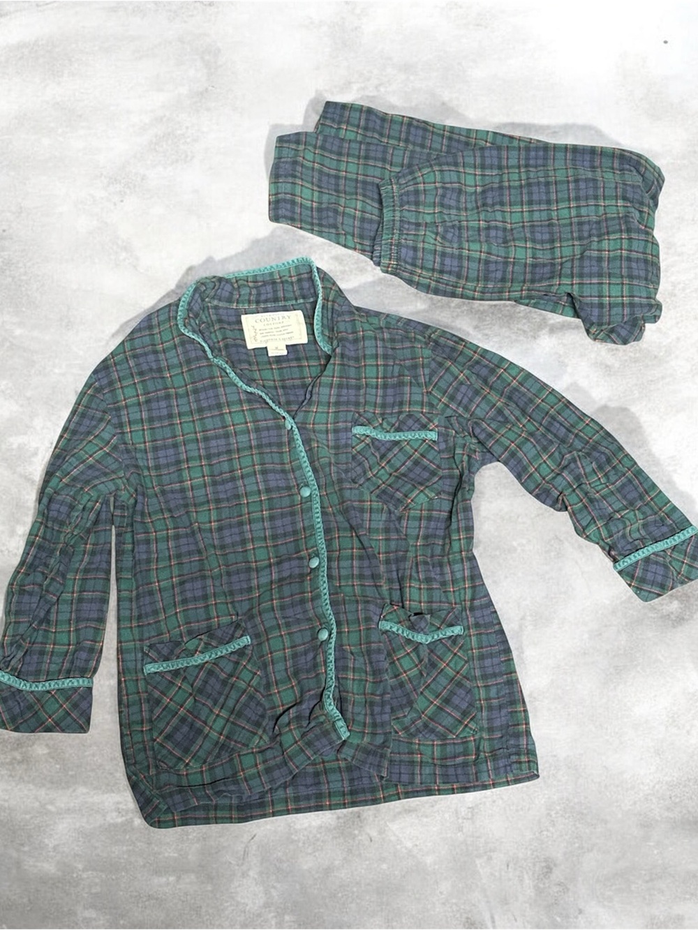 M VINTAGE 90s Victoria’s Secret Authentic Country Cottons Green Plaid Sleep set